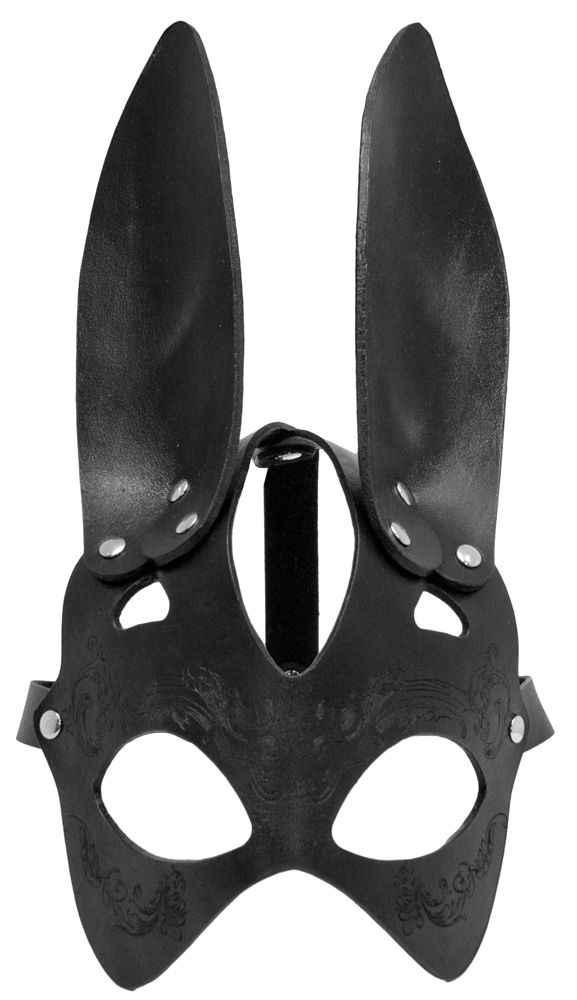 Маска-заяц БДСМ арсенал с черным кружевом, черный 68015ars - BDSM Арсенал - Открытые, с прорезями для глаз - Купить