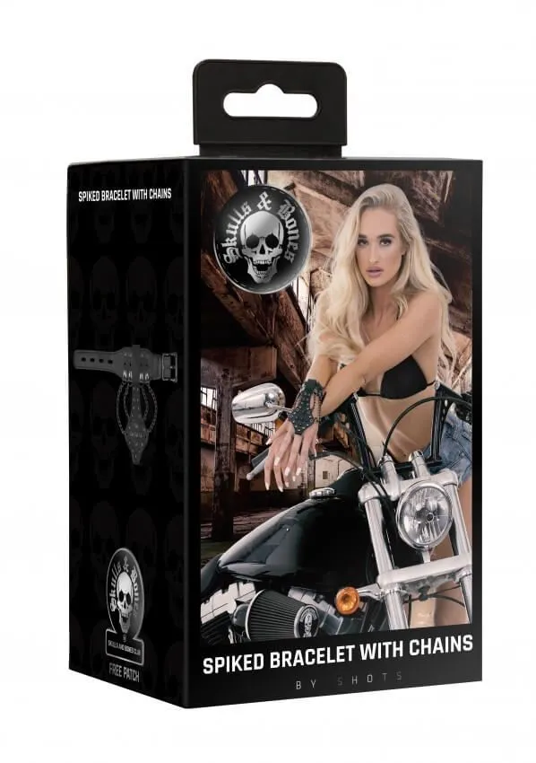 браслет с шипами и цепями skulls and bones, черный в Москве