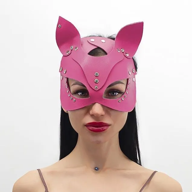 маска кошки со стразами pinkrabbit, розовая в Москве