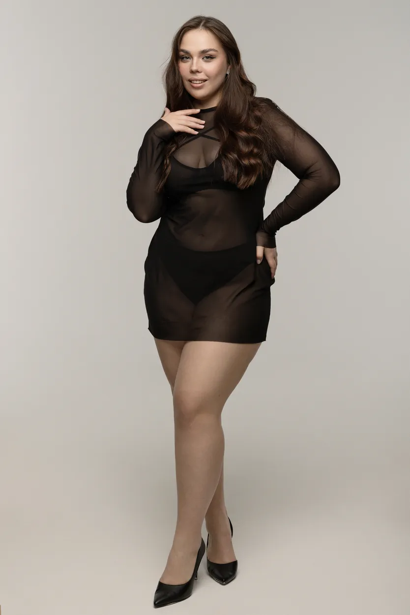 Эротическое платье pinkrabbit из эластичной сетки, чёрное в Москве