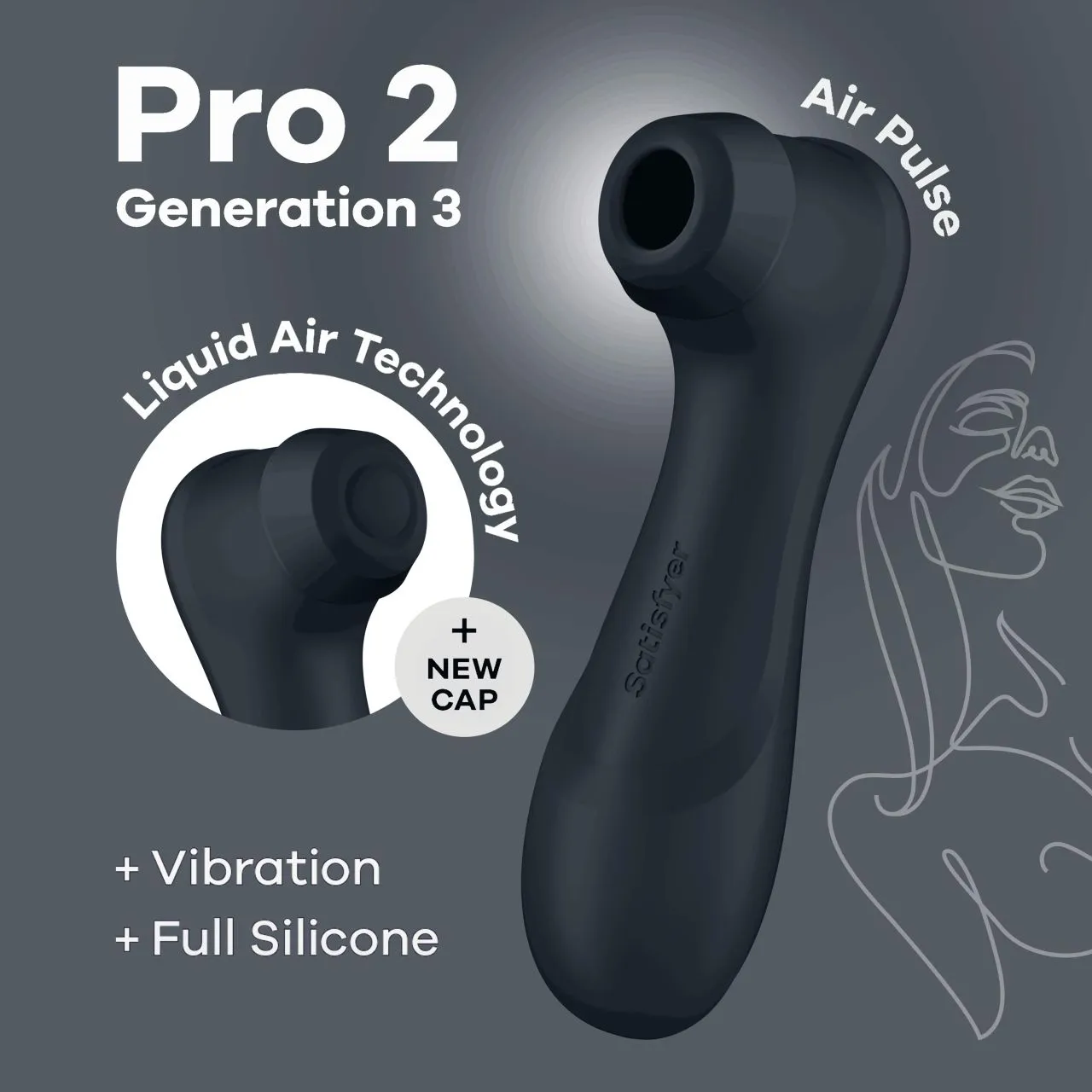 клиторальный вибростимулятор pro 2 generation 3 with liquid air (dark grey) в Москве