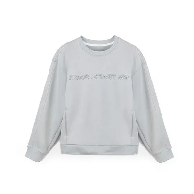 Свитшот Pink Rabbit идеальный оверсайз, серый, XL/2XL