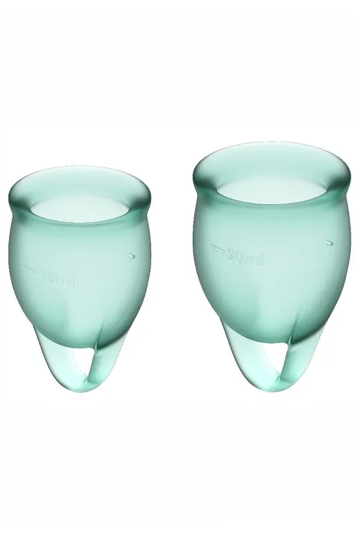 набор менструальных чаш satisfyer feel confident menstrual cup (dark green) в Москве