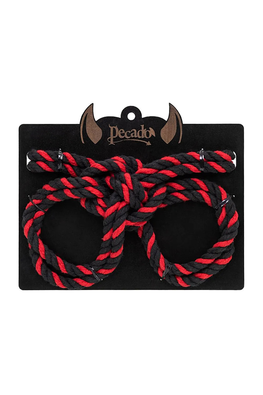 наручники-оковы pecado bdsm, "узел-альфа", из хлопковой веревки, черно-красные, 3,3 м в Москве
