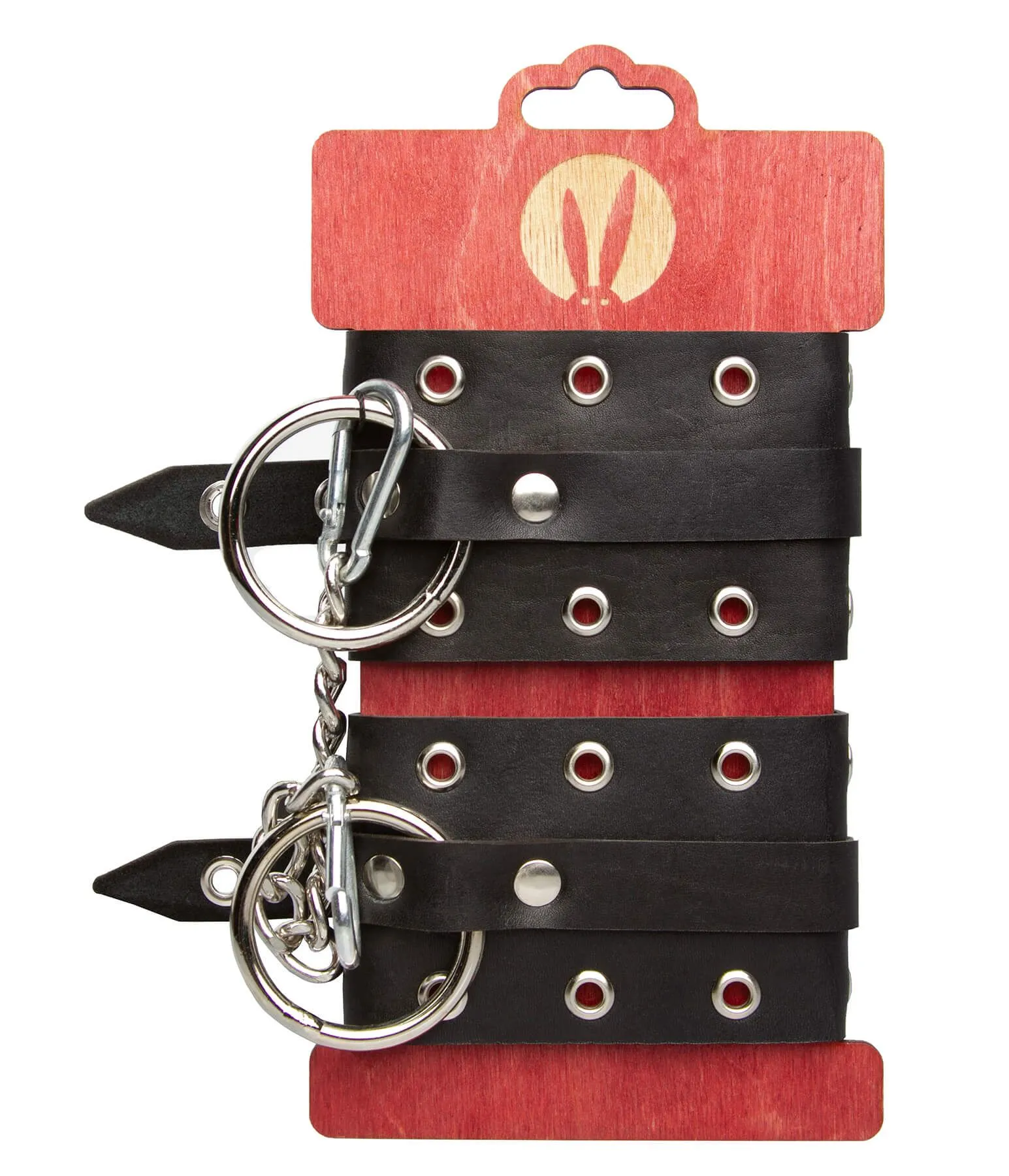 Оковы PinkRabbit из натуральной кожи с люверсами, черные