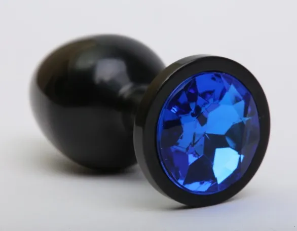 анальная пробка металл черная с синим стразом 8,2х3,5см 47411-3mm в Москве