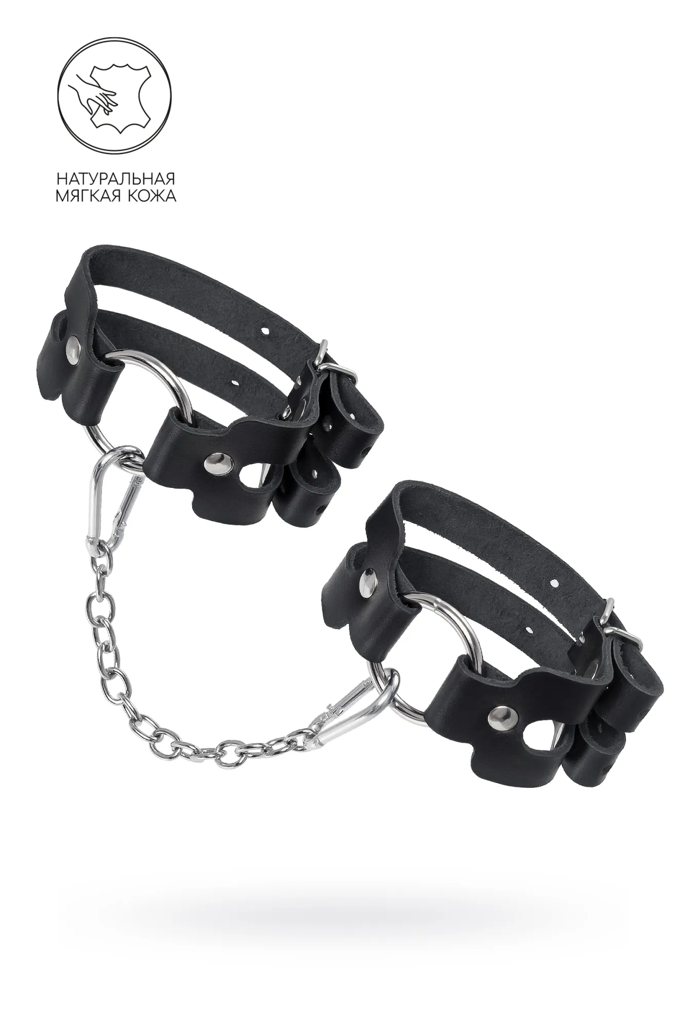 оковы pecado bdsm, из двух ремешков, натуральная кожа, чёрные в Москве