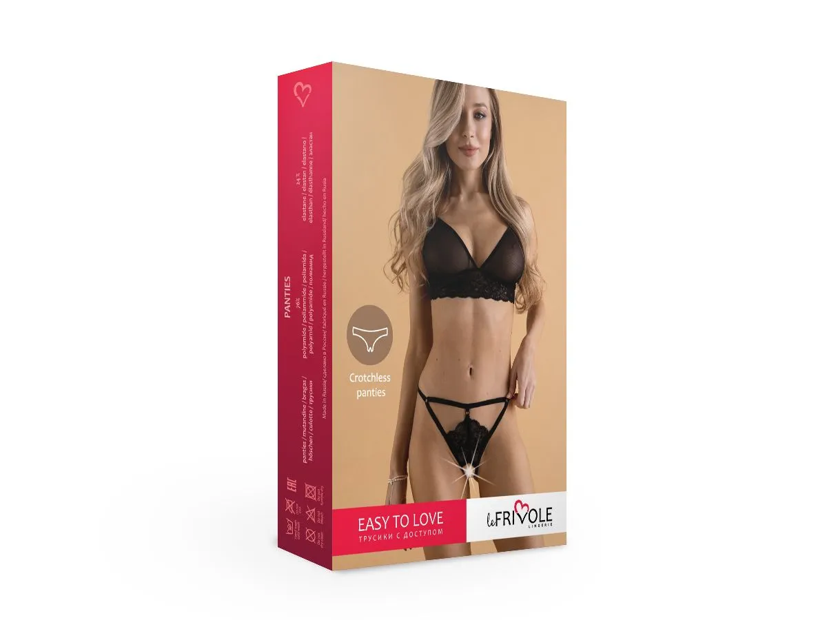 Эротическое чарующие трусики с доступом из кружева и стреп-лент easy to love в Москве