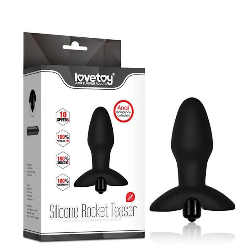 анальная пробка lovetoy silicone rocket teaser, с вибрацией, чёрная в Москве