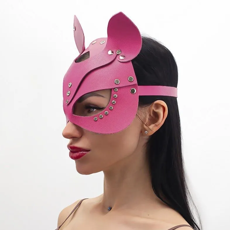 маска кошки со стразами pinkrabbit, розовая в Москве