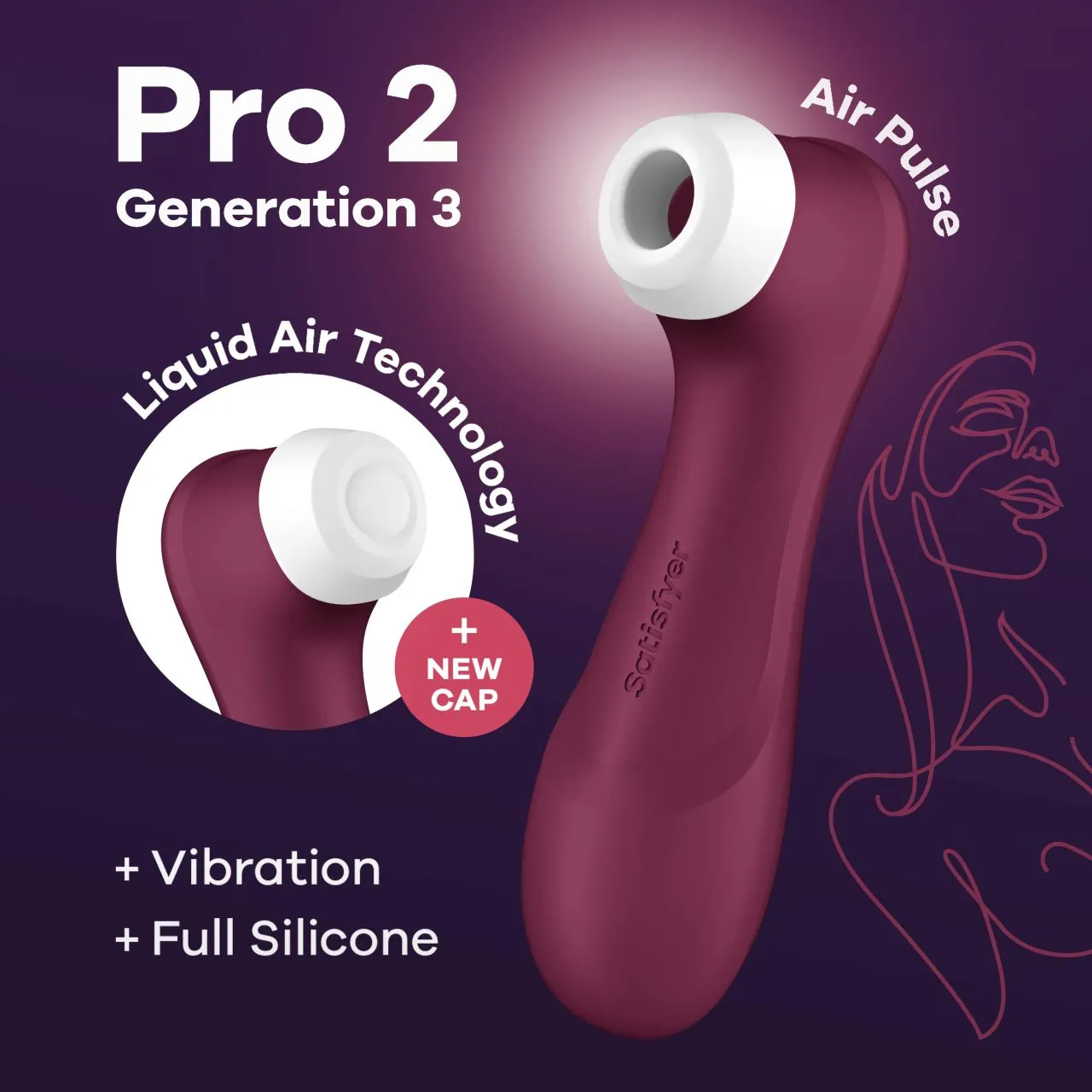 клиторальный вибростимулятор pro 2 generation 3 with liquid air (wine red) в Москве
