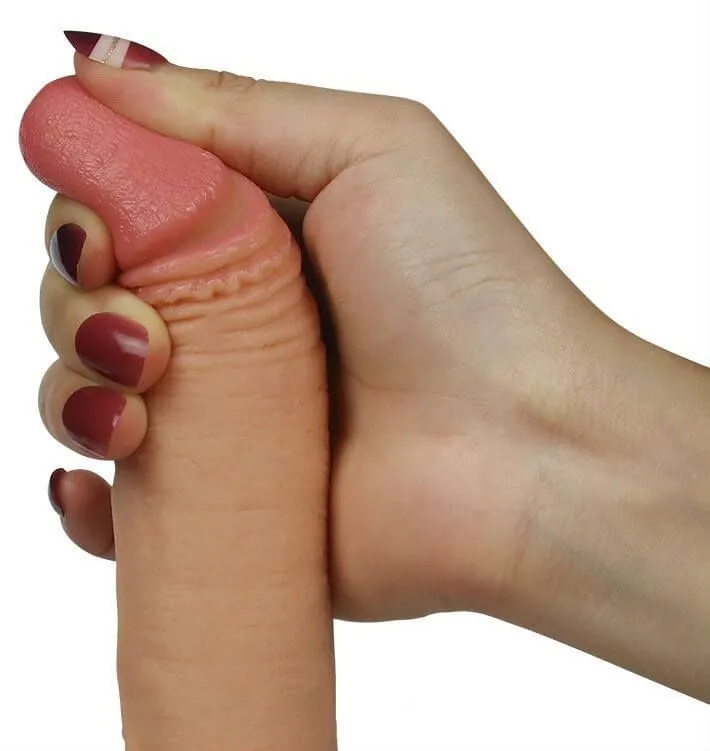 фаллоимитатор lovetoy 7 inch dual layered liquid silicone nature cock, телесный в Москве