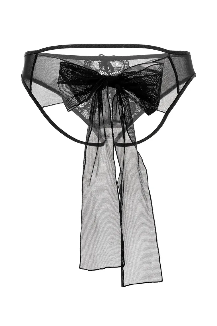 Эротическое эротические трусики с бантом erolanta mia, чёрные в Москве