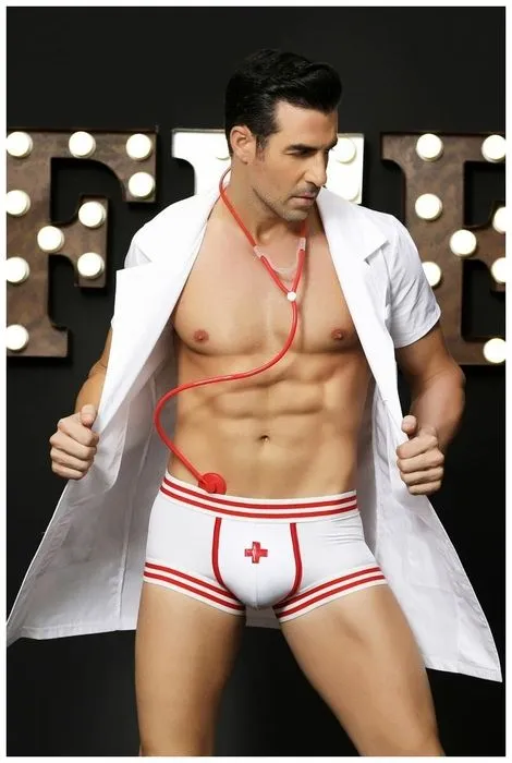 Эротическое костюм доктора candy boy daniel, мужской, бело-красный в Москве