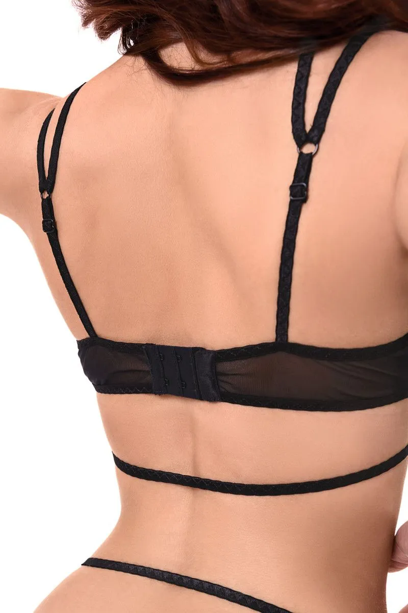 Эротическое боди с кружевом жабо erolanta eva, черное в Москве