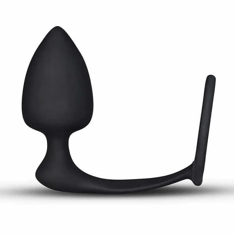 анальная пробка lovetoy combo threat cockring plug, черная в Москве