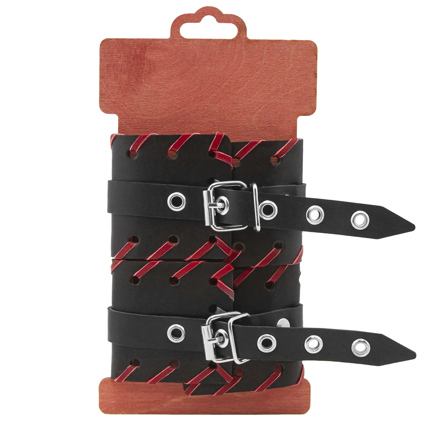 оковы кожаные pinkrabbit с красной окантовкой, черные в Москве