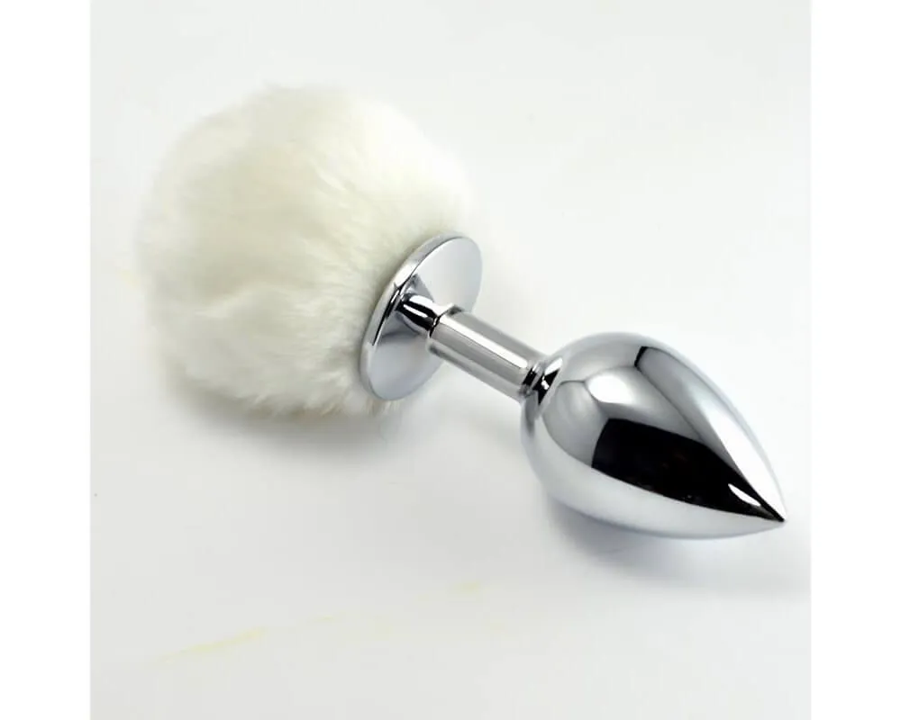 Анальная пробка Lovetoy с кроличьим хвостом, белая