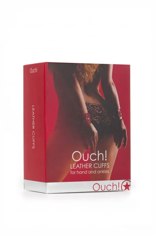 наручники leather cuffs, красные в Москве