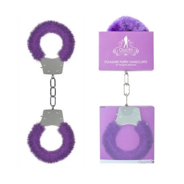 наручники с мехом furry pleasure handcuffs, фиолетовые в Москве