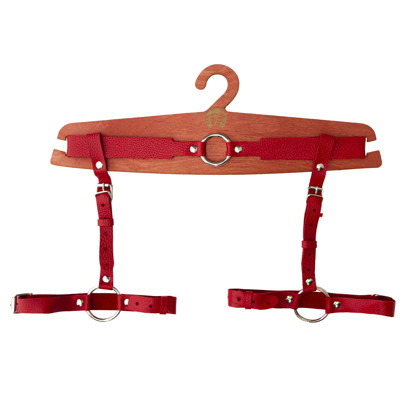 Гартеры PinkRabbit из красной кожи