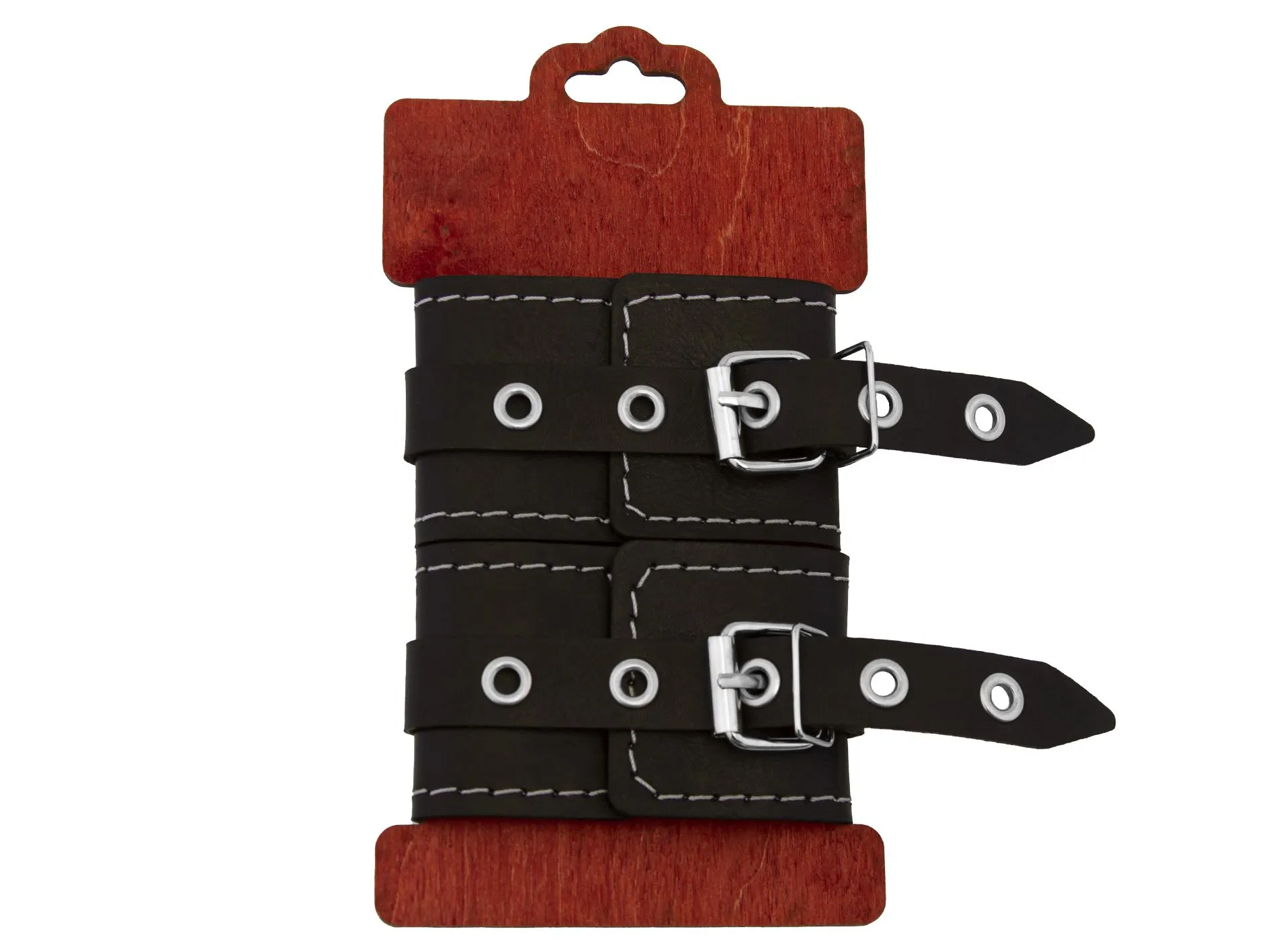 наручники декоративные pinkrabbit из натуральной кожи, с белой строчкой в Москве