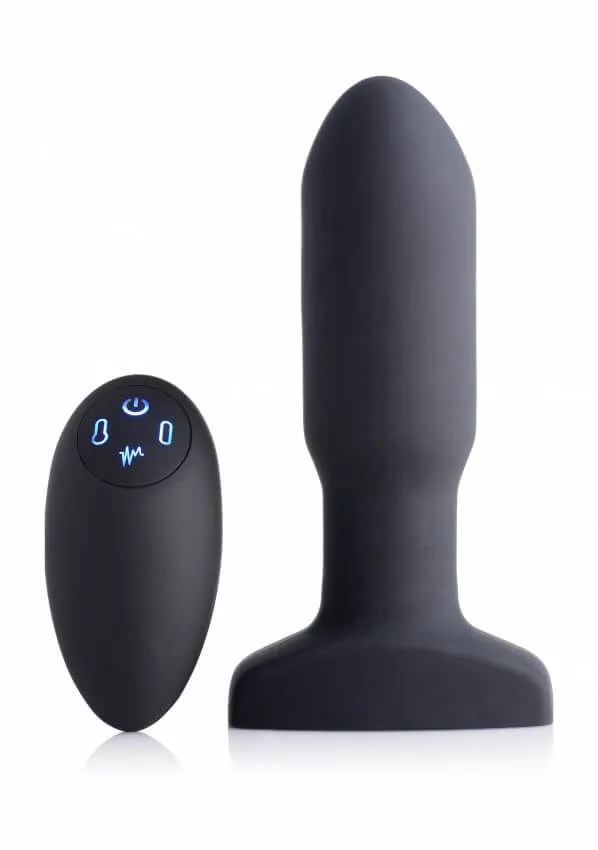 Анальная пробка Inflatable Vibrating Missile Silicone Anal Plug, с вибрацией, меняющая диамтер, чёрная