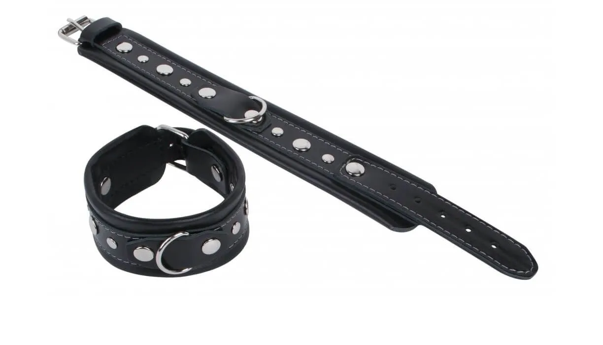 наручники декоративные tm fire horse кожаные, черные в Москве