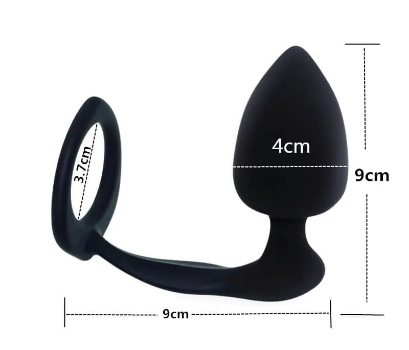 анальная пробка lovetoy combo threat cockring plug, черная в Москве