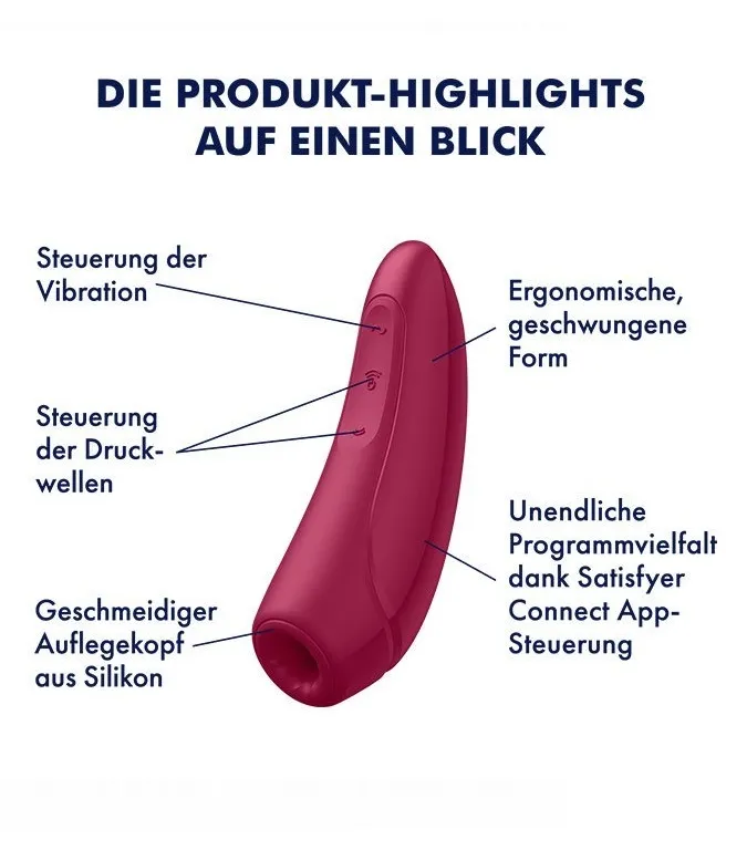 вакуумно-волновой стимулятор satisfyer curvy 1+ с возможностью управления через приложение - красный в Москве
