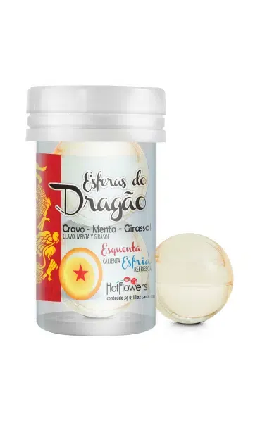 Лубрикант DRAGON BALL на масляной основе в виде 2-х шариков с охлаждающе-разогревающим эффектом.