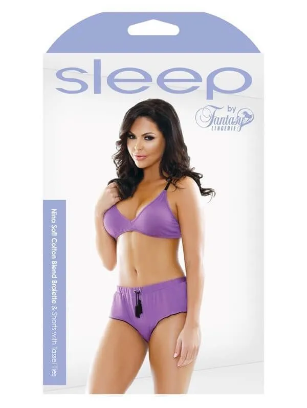 Эротическое комплект белья fantasy lingerie nina bralette & shorts, фиолетовый в Москве