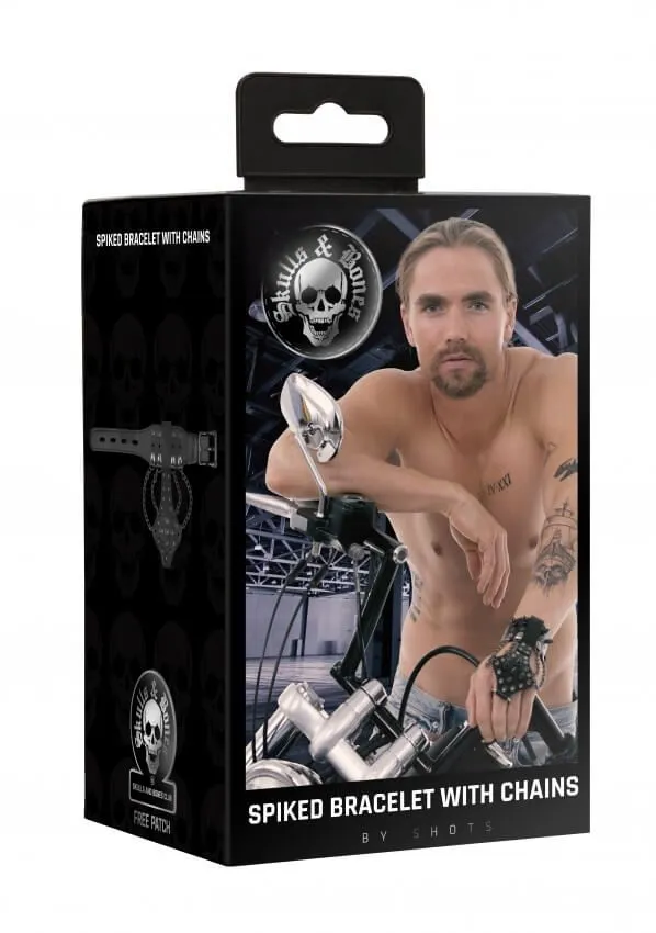 браслет с шипами и цепями skulls and bones, черный в Москве