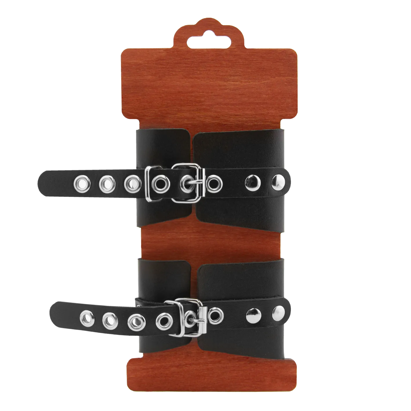 наручники pinkrabbit из черной кожи с белым декором в Москве