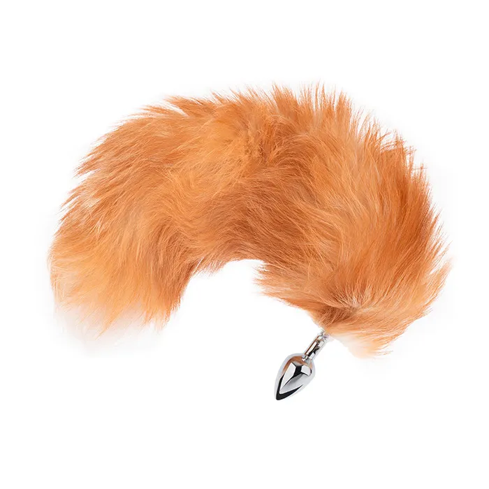 Длинный хвостик Pink Rabbit Amira из натурального меха со съемной пробкой, размер S, рыжий