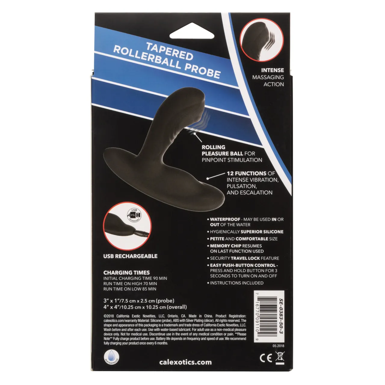 перезарежаемый силиконовый массажер простатыtapered roller ball probe с функцией "вращающийся шарик" в Москве