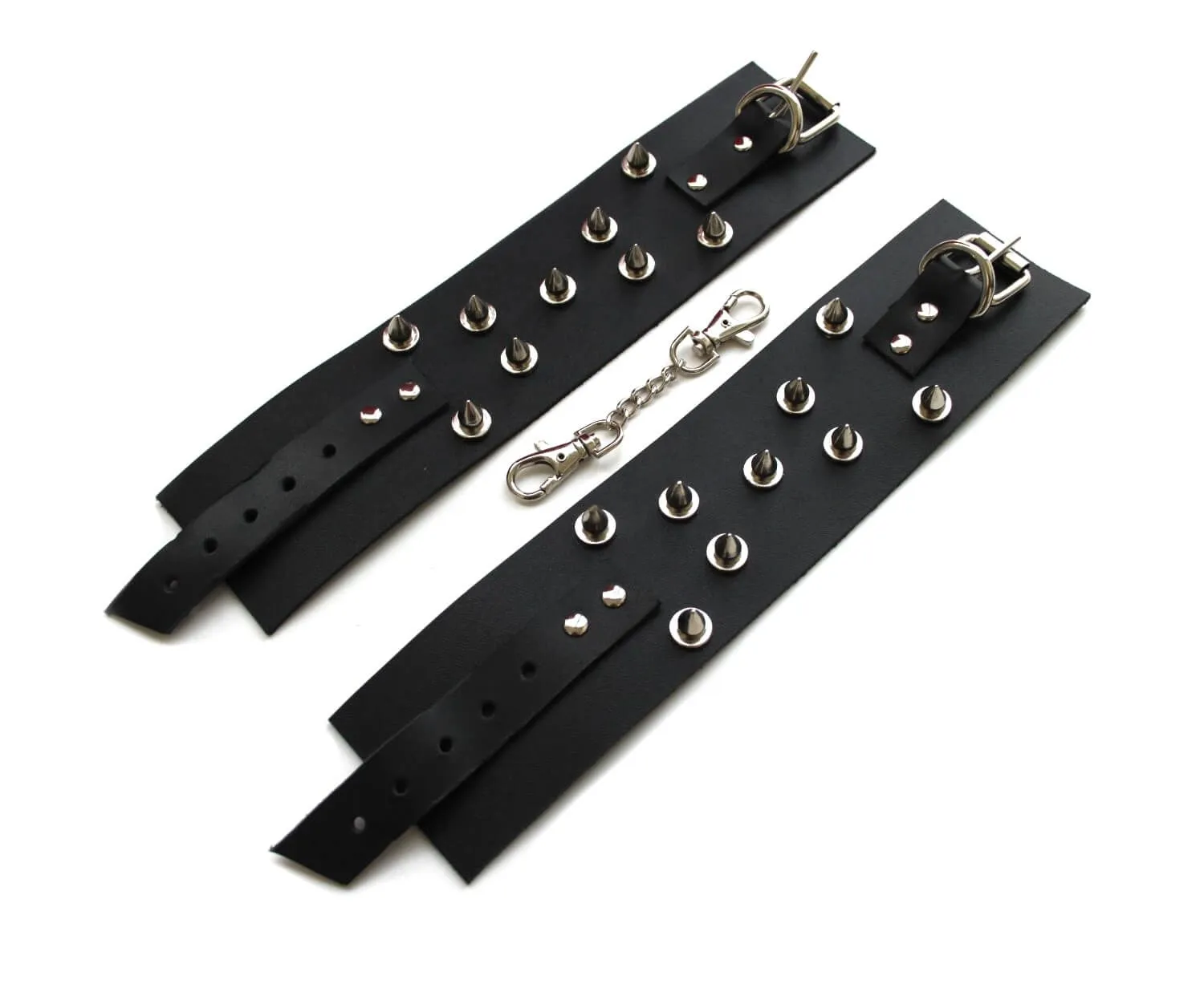 поножи декоративные кожаные pinkrabbit c шипами, черные в Москве