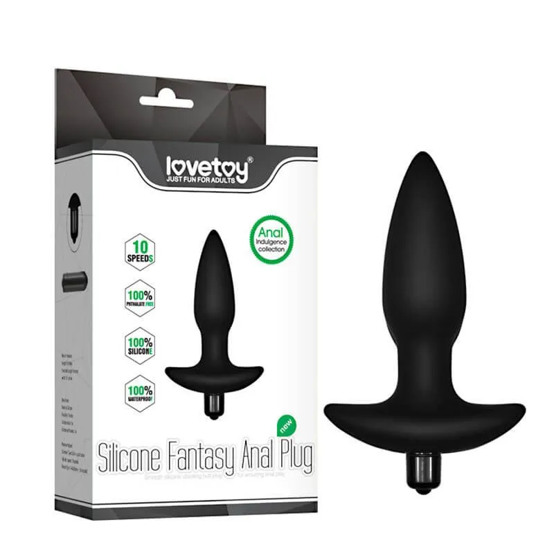 анальная пробка lovetoy silicone fantasy anal plug, с вибрацией, чёрная в Москве