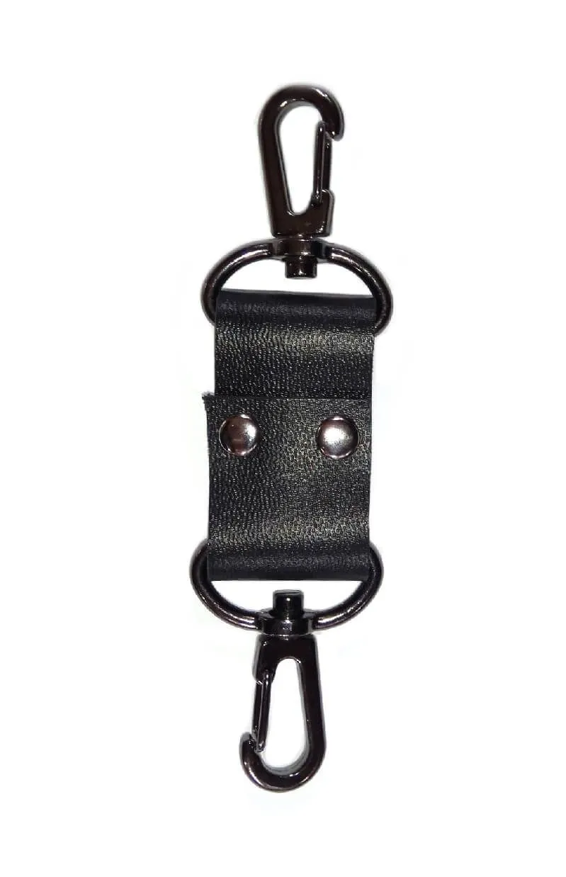 Карабины PinkRabbit с кожаной стяжкой, черные