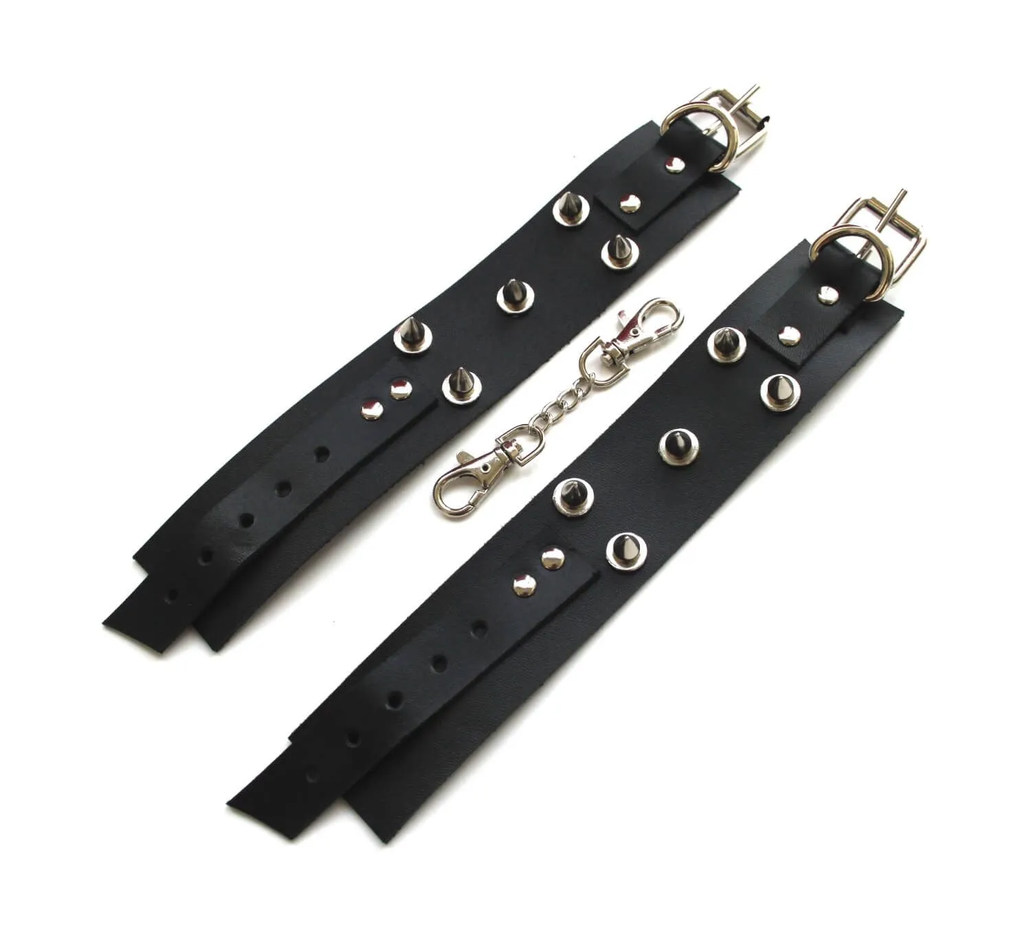 наручники декоративные кожаные pinkrabbit c шипами, черные в Москве