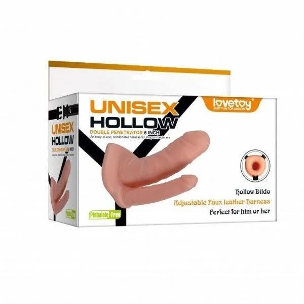 страпон lovetoy unisex hollow двойной, телесный в Москве