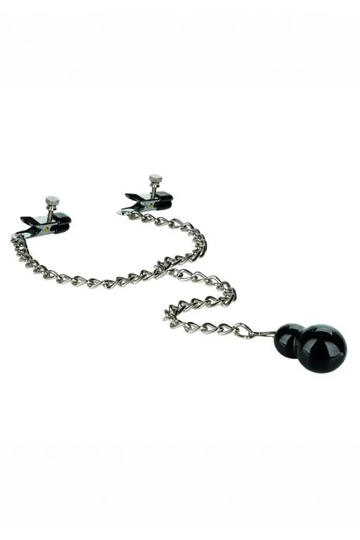 зажимы-прищепки (украшения) для сосков с цепочкой и утяжелителем weighted dual tier nipple clamps в Москве