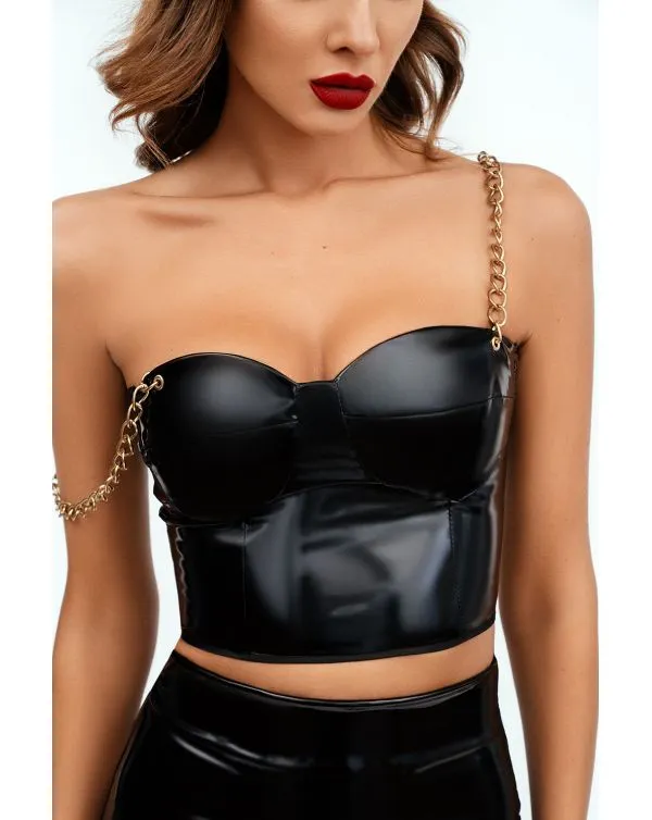 Эротическое лакированный топ с цепями в Москве