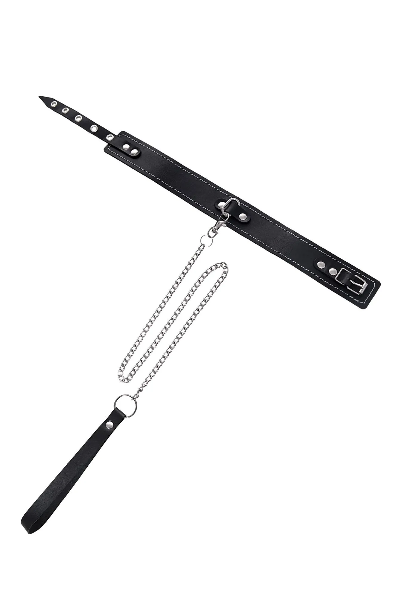 ошейник pecado bdsm, двухслойный с белой строчкой, натуральная кожа, черный в Москве