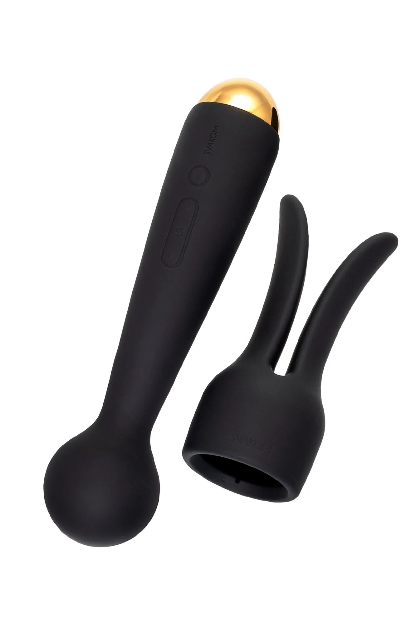 вибратор с насадкой svakom emma neo, силикон, черный, 21 см в Москве