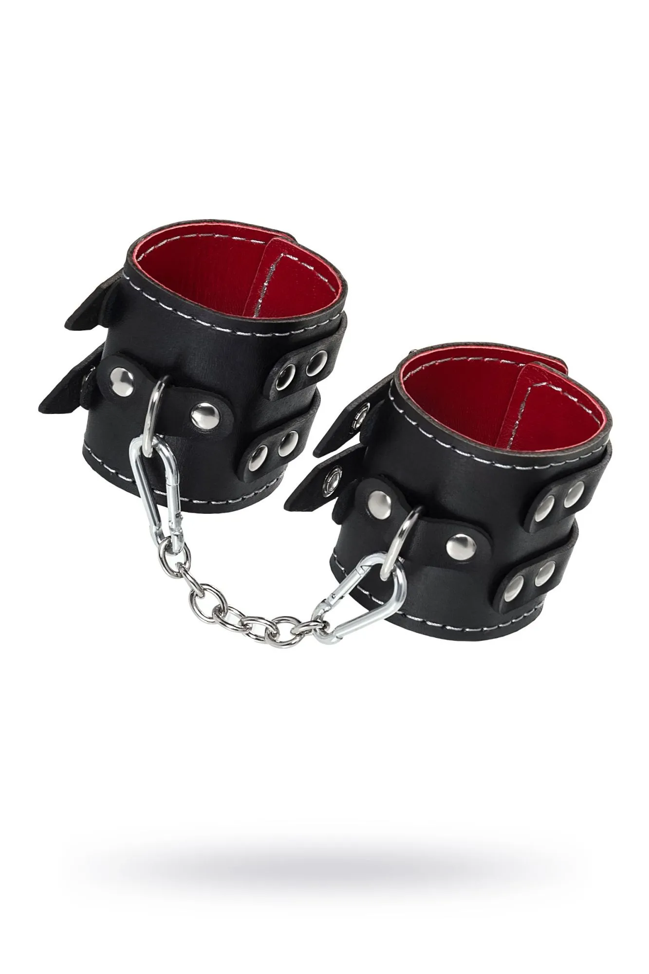 наручники pecado bdsm, с двумя ремнями и красной подкладкой, натуральная кожа, черные в Москве