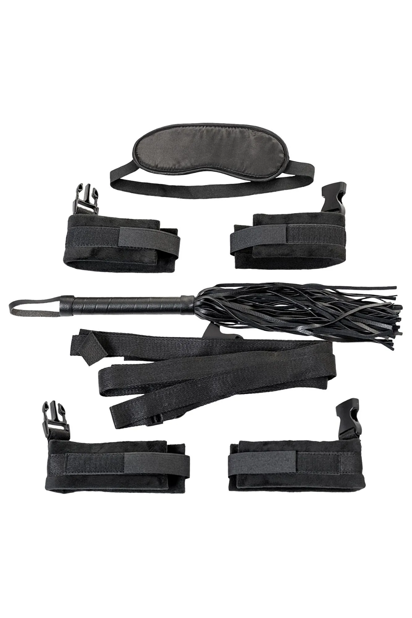 набор бондажный toyfa theatre: ремни, плетка, наручники, оковы, маска, текстиль, чёрный в Москве