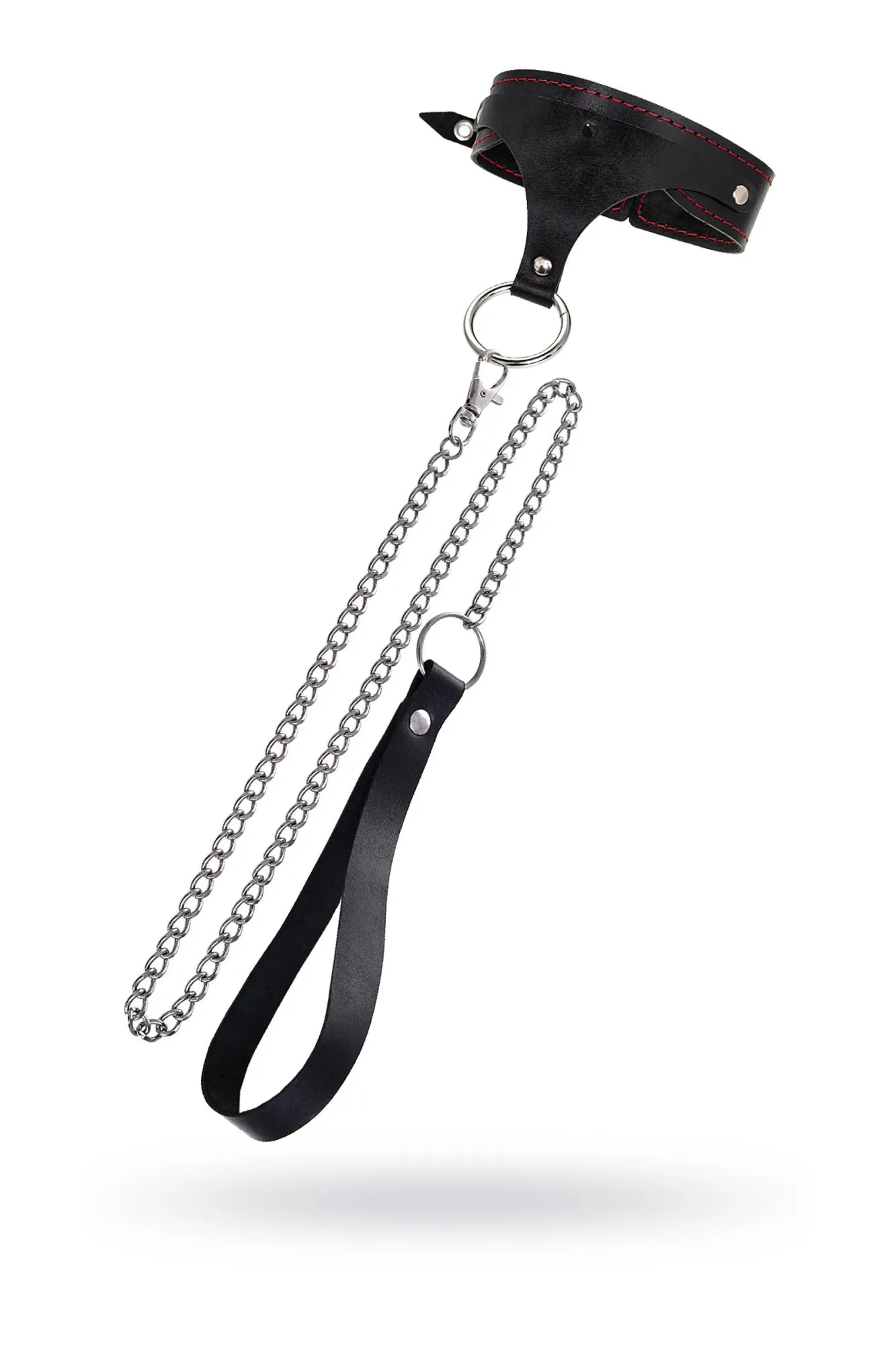 ошейник pecado bdsm, с контрастной строчкой, натуральная кожа, чёрный в Москве