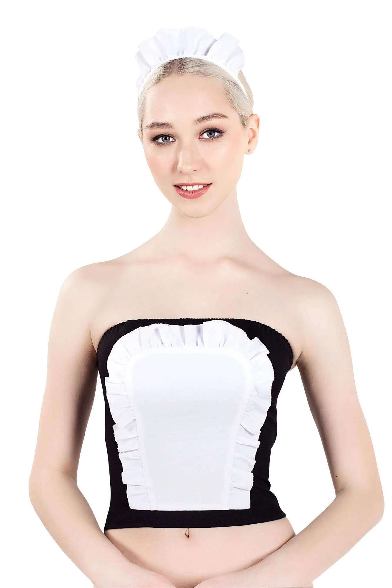 Эротическое верхняя часть костюма «горничная», pecado bdsm, корсет, головной убор, черно-белый, 44 в Москве