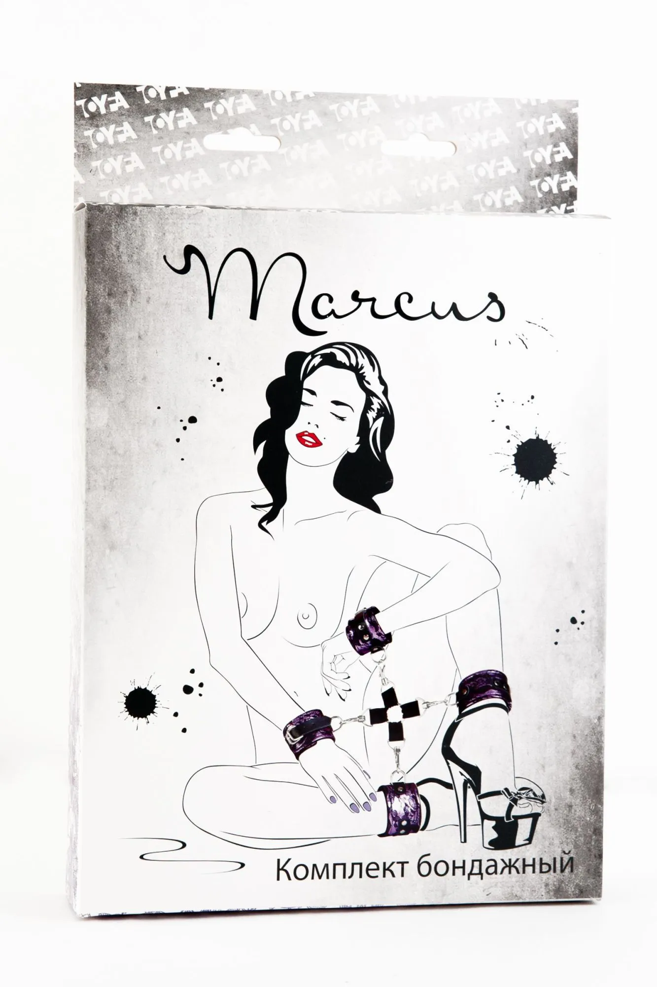 кружевной бондажный комплект toyfa marcus (сцепка, наручники и оковы), розовый в Москве